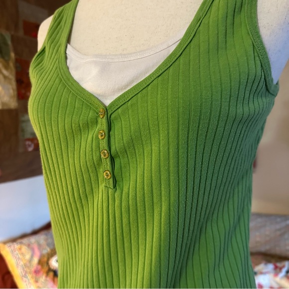 Green Ribbed Tank Top - Picture 2 of 5